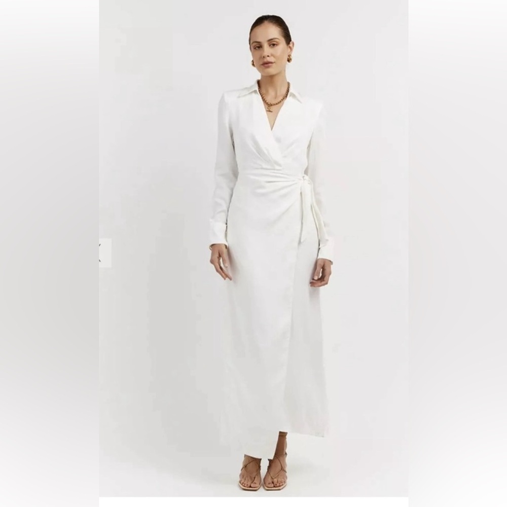 DISSH NWT Sasha White Wrap Midi Dress size 2